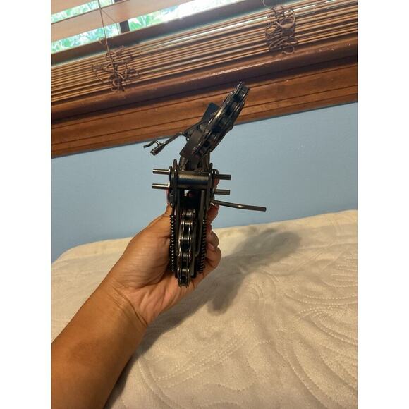 Vtg handmade motorcycle sculpture crafted from various metal parts - Picture 5 of 8